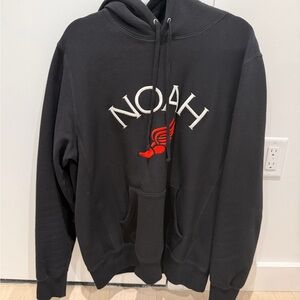 Noah NYC Black Hoodie with Red Logo